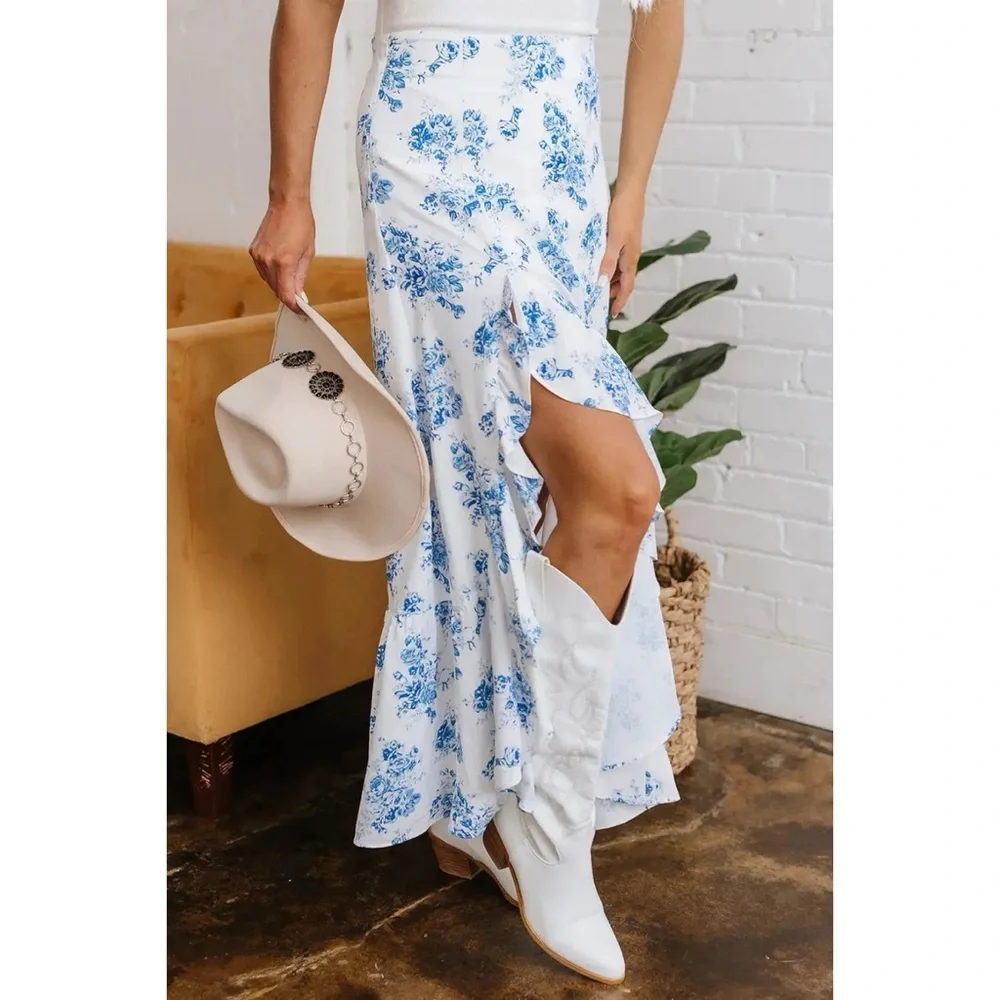 Bluebell Ruffle Slit Maxi Skirt - Picture 3 of 3